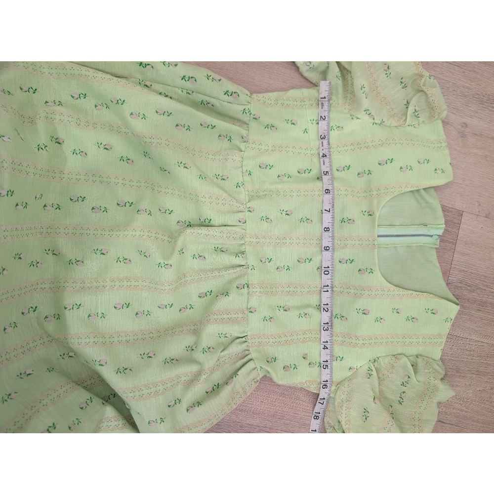 Vintage Style Bridgerton Regency Floral Prairie Dress Empire Waist Ruffle Hem S - Picture 7 of 9